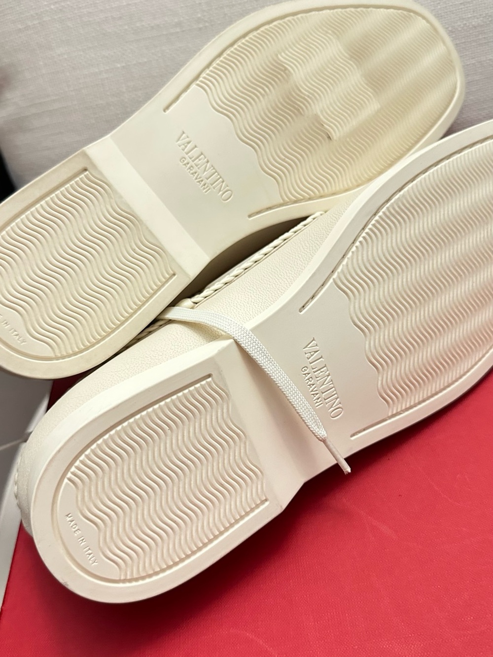 Valentino Garavani Cream Braided Leather Boat Shoes - Picture 4 of 6